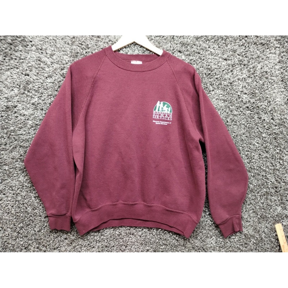 VTG Lee Sweatshirt Adult 2XL Maroon Minnesota Human Services Fleece Crew Sweater
